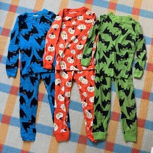 Hanna Andersson Kids Halloween Pajama Bundle - Blue, Orange, Green